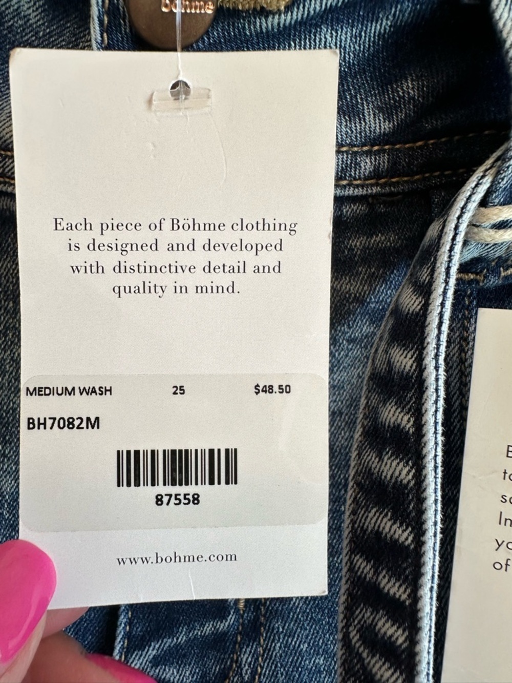 NWT Bohme Women Estilo Jeans 25 Medium Wash Skinny Leg Frayed Raw Hem Belted - Picture 7 of 15